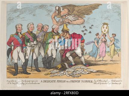 A Delicate Finish to a French Usurper 20 April 1814 by Thomas Rowlandson Stock Photo
