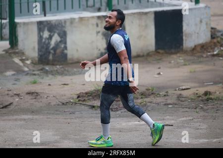 Mushfiqur Rahim during the The national team players were going through the last day of their fitness drills before the start of skill training on Aug Stock Photo