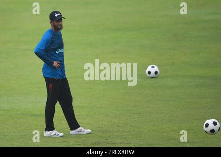 Mahmudullah during the national team players were going through the last day of their fitness drills before the start of skill training on August 8 at Stock Photo