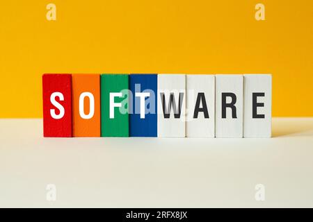 Software - word concept on building blocks, text, letters Stock Photo