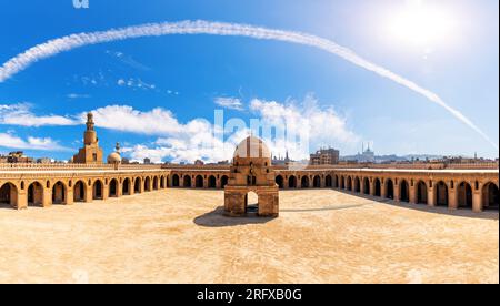 The Mosque of Ibn Tulun aerial panorama, famous landmark of Cairo, Egypt Stock Photo