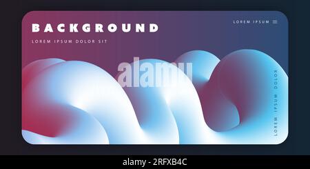 Abstract Background Template, Gradient Shapes Composition, Poster or Landing Page Design with Red, Blue and White Three Dimensional Shape - Vector Ill Stock Vector
