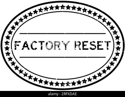 Grunge black factory reset word oval rubber seal stamp on white background Stock Vector