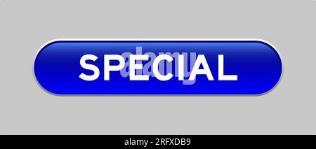 Blue color capsule shape button with word special on gray background Stock Vector