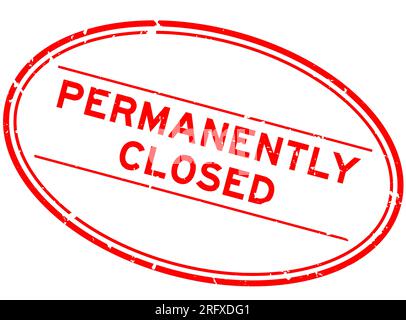 Grunge red permanently closed word oval rubber seal stamp on white background Stock Vector