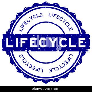 Grunge blue lifecycle word round rubber seal stamp on white background Stock Vector