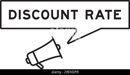 Megaphone icon with speech bubble in word discount rate on white background Stock Vector