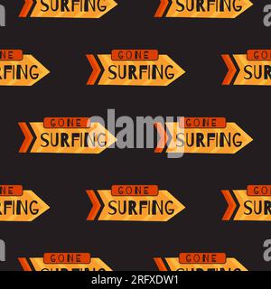 Tropical Vibes Seamless Summer Pattern with Surfing Arrow. Perfect for Beach and Vacation-Themed Designs and Products. Stock vector. Stock Vector