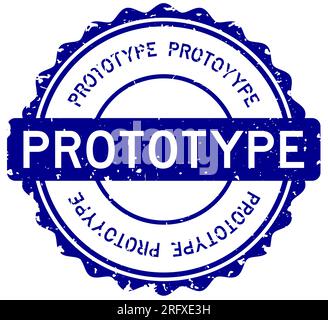 Grunge blue prototype word round rubber seal stamp on white background Stock Vector