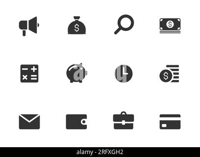 business glyph icons isolated on white Stock Vector
