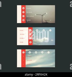 Web Design Elements: Minimal Header Design with Blurred Background and Icons Stock Vector