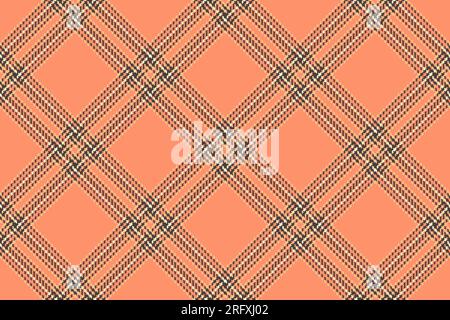 Textile check texture of tartan vector background with a pattern fabric plaid seamless in orange and pastel colors. Stock Vector