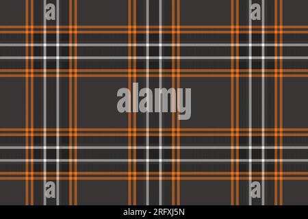 Plaid seamless fabric of vector check textile with a tartan background pattern texture in dark and black colors. Stock Vector