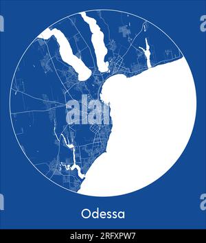 City Map Odessa Ukraine Europe blue print round Circle vector illustration Stock Vector