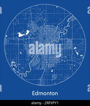 City Map Edmonton Canada North America blue print round Circle vector illustration Stock Vector