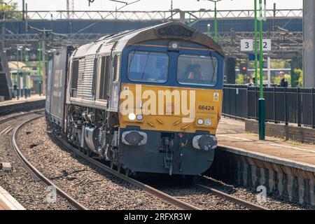 Train Class 66 on Freight Train at Wolverton Station on 27MAY23 . Stock Photo