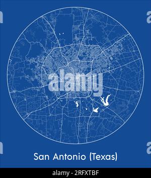 City Map San Antonio Texas United States North America blue print round Circle vector illustration Stock Vector