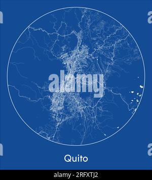 City Map Quito Ecuador South America blue print round Circle vector illustration Stock Vector