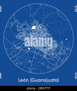 City Map Leon Guanajuato Mexico North America blue print round Circle vector illustration Stock Vector