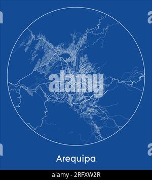 City Map Arequipa Peru South America blue print round Circle vector illustration Stock Vector