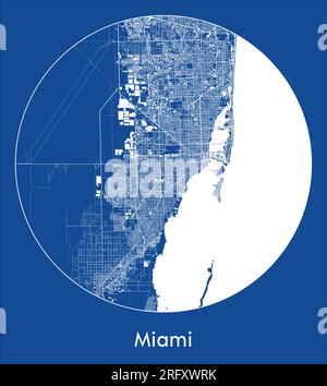 City Map Miami United States North America blue print round Circle vector illustration Stock Vector