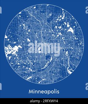 Urban vector city map of Minneapolis, Minnesota, United States of