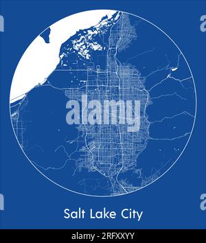City Map Salt Lake City United States North America blue print round Circle vector illustration Stock Vector