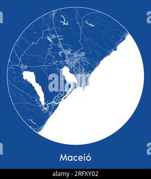 City Map Maceio Brazil South America blue print round Circle vector illustration Stock Vector