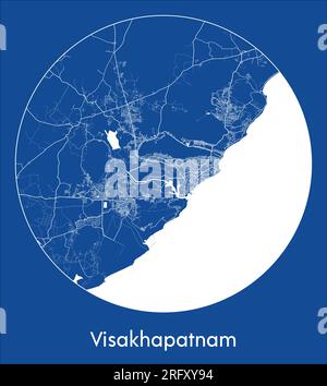 Visakhapatnam India Asia City map blue print vector illustration Stock ...