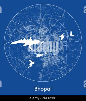 City Map Bhopal India Asia blue print round Circle vector illustration Stock Vector