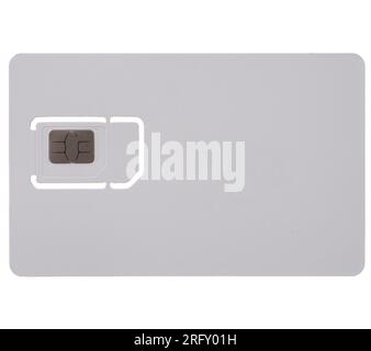 blank triple cut mini micro nano sim card with copy space isolated over white background Stock Photo