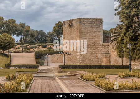 The Torreón de Alvar Fáñez, Christ of the Fair is a tower of the old wall of the city of Guadalajara, part of which was the gate of the Fair, Spain. Stock Photo