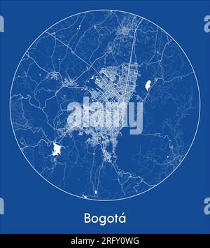 City Map Bogota Colombia South America blue print round Circle vector illustration Stock Vector