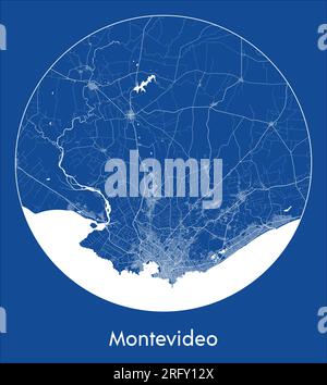 City Map Montevideo Uruguay South America blue print round Circle vector illustration Stock Vector