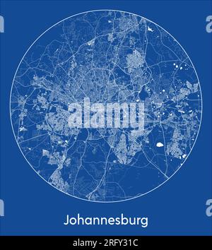 City Map Johannesburg South Africa Africa blue print round Circle vector illustration Stock Vector