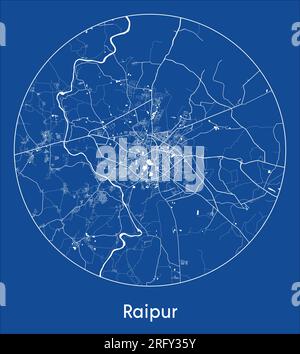 City Map Raipur India Asia blue print round Circle vector illustration Stock Vector