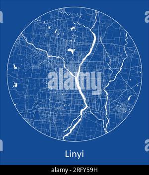 City Map Linyi China Asia vector illustration black white Stock Vector ...