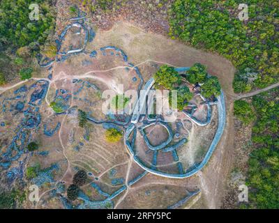 Aerial view of the Great Enclosure of the ruins of Great Zimbabwe Stock Photo