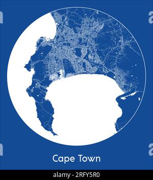 City Map Cape Town South Africa Africa blue print round Circle vector illustration Stock Vector