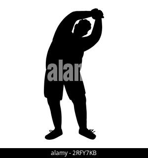 Vector silhouette of a man doing fitness and workout isolated on white background. Stock Vector