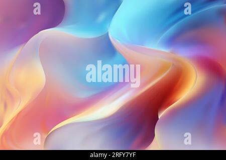 Lovely abstract background with vertical waves of opalescent fluid. Blue, purple, yellow pattern with soft transitions. Vector gradient mesh. Trendy w Stock Vector