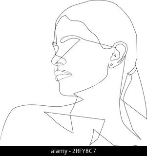 Portrait along the lines. Abstract female portrait. Stock Vector