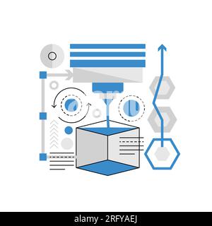 3d printer technology. Innovative printing gadget, prototype printing vector illustration Stock Vector