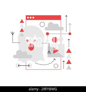 Ghost game player. Online gaming industry, computer video games vector illustration Stock Vector