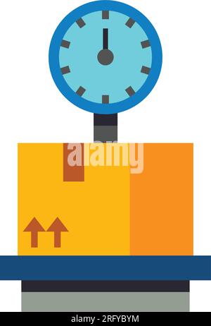 Cardboard box on storage scales icon Stock Vector