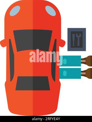 Mechanic under car icon Stock Vector
