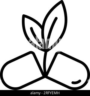 Herbal food supplement logo design vector image. Capsule with leaves or plant with kine art design style for herbal food vitamin or suplement. Naturop Stock Vector