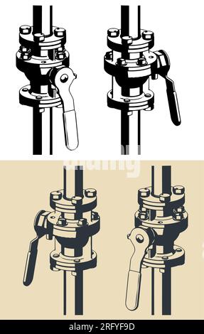 Stylized vector illustrations of ball valve Stock Vector