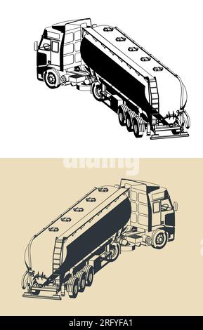 Stylized vector illustration of sketches of silo truck Stock Vector