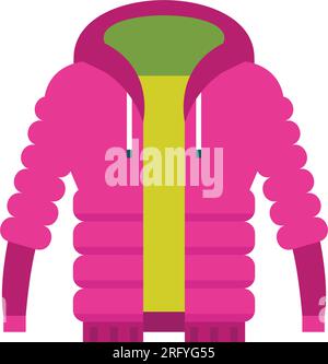 Purple unisex warm down jacket icon Stock Vector